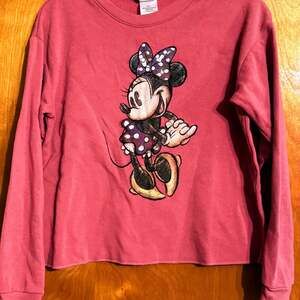 Vintage Minnie Mouse Disney World Graphic Pink Crewneck Sweatshirt